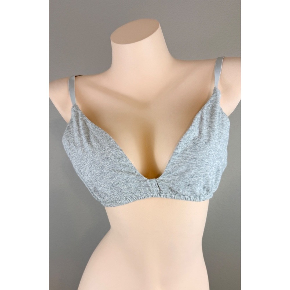 Quince Organic Cotton Spandex Triangle Bras (2) Heather Gray XL x2